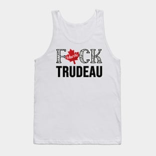 F-CK TRUDEAU SAVE CANADA FREEDOM CONVOY OF TRUCKERS WHITE LETTERS Tank Top